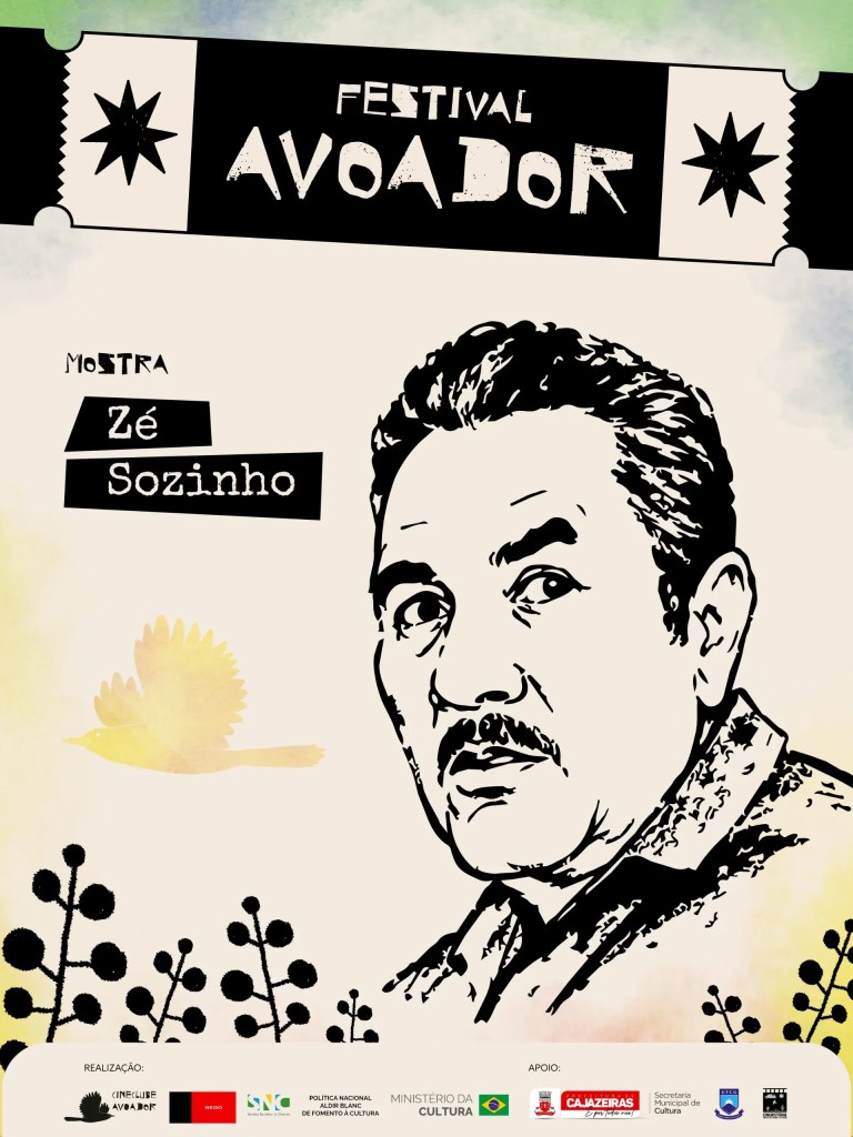 Retrato desenhado de Zé Sozinho, homenageado no Festival Avoador