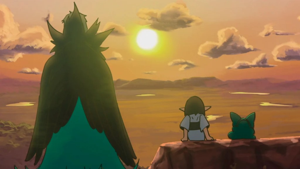 Cinema de animação no sertão da Paraíba: uma trajetória que chegou ao mundo 7 Frame da animação "A menina da serra" de Cleyson Gomes que exibe a personagem no alto de uma montanha